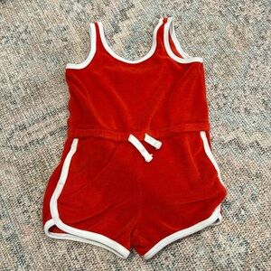 Primary Toddler Terry Romper Red 3T